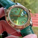 Best Replica Rolex DayDate Green Dial Leather Strap Watch 40mm
